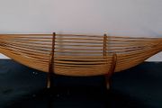 Mid-century xl bamboo gondola fruit bowl