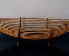 Mid-century xl bamboo gondola fruit bowl