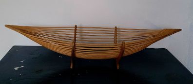 Mid-century xl bamboo gondola fruit bowl