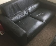 Sofa black leather 2 seater