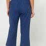 Navy Linen Mix Cropped Trousers Image 3