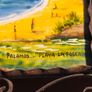Hand painted tile from Palamos, Playa La Fosca La Fosca beach in Palamos, Costa Brava, Spain. heled in black costirorn holder Image 6