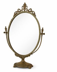 Vintage French Style Brass Vanity Mirror
