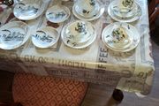 Japanese Kutani Porcelain 15pc Tea Set hand-painted landscape scene with gold gilded details
