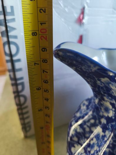 Set of 2 Victoria Ware Ironstone Pitcher, Calico Blue & White Floral flower transfer ware. each 80.00 Euro each or the set of 2 for  150.00 euro Made in England, in very good condition .