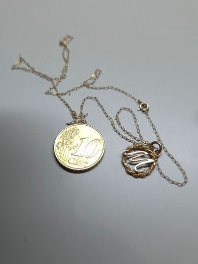 Vintage 9ct Gold Initial M Pendant Necklace