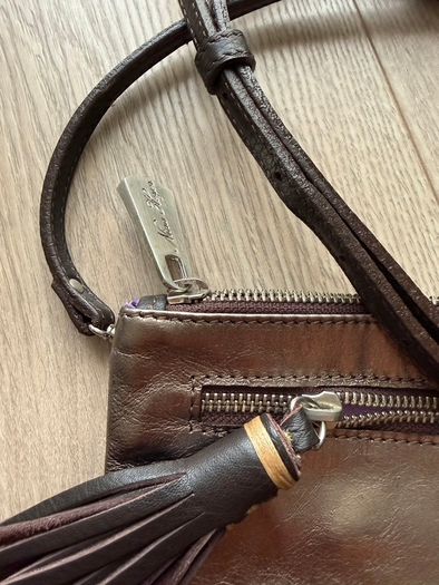 Nina Heyer Leather Crossbody Messenger Shoulder Bag Purse + Scarf
