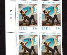 2009 Ireland The 100th Anniversary of the Death of John Millington Synge Commemorative Stamp Plate Block 1A1A1A1A Mint Never Hinged (MNH)