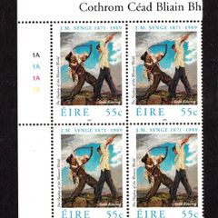 2009 Ireland The 100th Anniversary of the Death of John Millington Synge Commemorative Stamp Plate Block 1A1A1A1A Mint Never Hinged (MNH)