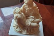 Antique La Pieta. Vintage Virgin Mary and Jesus Religious Statue on a marble base.