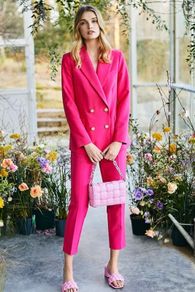 New, Savida Hot Pink Trouser Suit - Size UK10