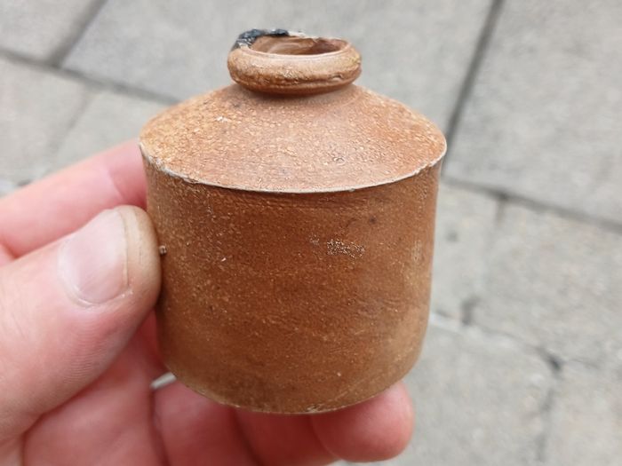 Vintage stoneware ink bottle