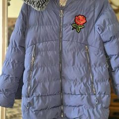 B&Q Girls Purple Puffer Coat - Age 15/16 - Excellent Condition, AV