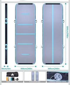 Gymnastic mat  EVOLAND 3M x 1M Inflatable Airtrack Gymnastics Mat Tumbling Mat, 10cm Thick Practice Gymnastics Workout Mat Practice for Home