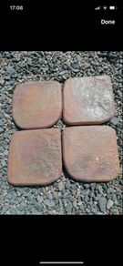 Outdoor exterior paving tiles in rusty red terracotta