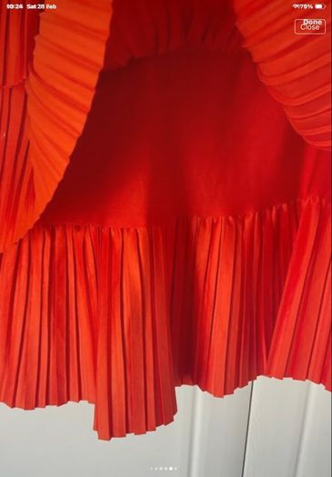 skirt Zara mini pleated tiered skirt coral red small