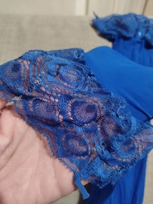 Sexy  shiny stretchy royal blue stockings