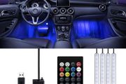 Interior Car Lights - Trongle Car Strip LED Lights, Waterproof with 4pcs 48 LEDs 8Colors with Sound Sensor and Remote Control, USB Port Car Charger Light Bar, Car Music Sound-activated Lighting, DC 5V