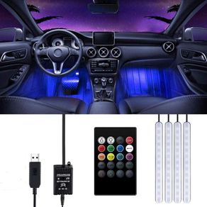 Interior Car Lights - Trongle Car Strip LED Lights, Waterproof with 4pcs 48 LEDs 8Colors with Sound Sensor and Remote Control, USB Port Car Charger Light Bar, Car Music Sound-activated Lighting, DC 5V