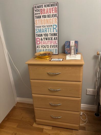 Chest of drawers on casters