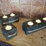 Handmade Reclaimed Wood Tealight Holders, Hard Wax Oil Set (+ 6 LED Lights) Image 3