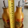 FARMYARD POTTERY , Dishwasher  Saft onlyHand-painted ceramic oil and vinegar cruet set ON HOLDING MATHING SMALL TRAY. Image 8