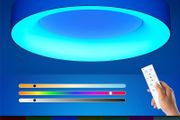 RGB LED Ceiling Light Dimmable with Remote Control, 24W Flush Ceiling Light, 3000K-6500K 2400LM for Living Room, Bedroom, Kids Room, Dining Room, Kitchen, Bathroom, Round 11 Inch