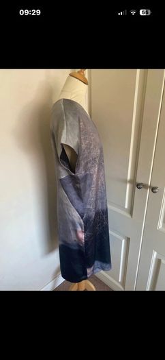 Jigsaw size 10 lined silk dress - grey/gold