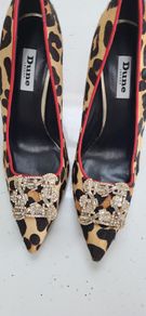 DUNE Breanna pony hair leopard effect with embellished pointed toe and red heels Sz 39 - BNWOT - Rrp 150