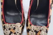 DUNE Breanna pony hair leopard effect with embellished pointed toe and red heels Sz 39 - BNWOT - Rrp 150
