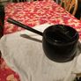 Old Vintage Black Pot with Handle. (Anglo 12 Pints) on lid. Image 3