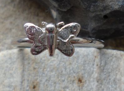 Sterling silver Butterfly Stacking Ring, Preloved,Size R
