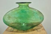 vintage vibrant green bottle/vase (AKA wasp/fly trapper)