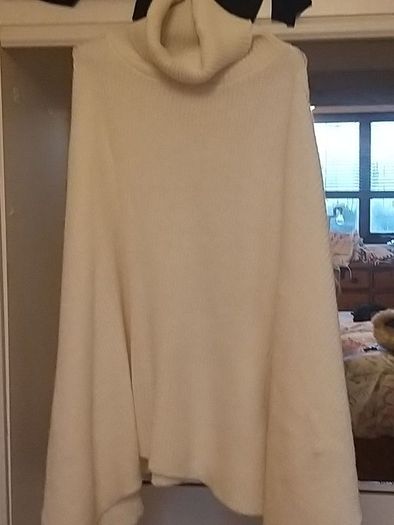 Cream Polo Neck Poncho