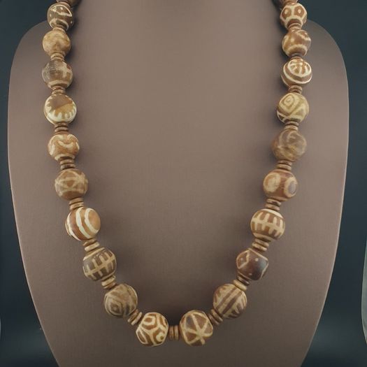 Burmese Antique Pumtek Pyu 18-19 mm Beads Necklace 24 inches