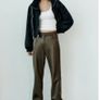 Fab Zara High Waist Khaki Green Faux Leather Straight Wide Leg Trousers   Size L UK 14 Runs big Image 2