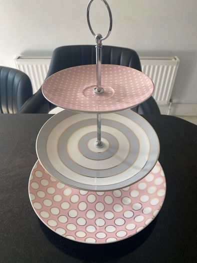 Tipperary  crystal 3 tier spots and stripes cake stand