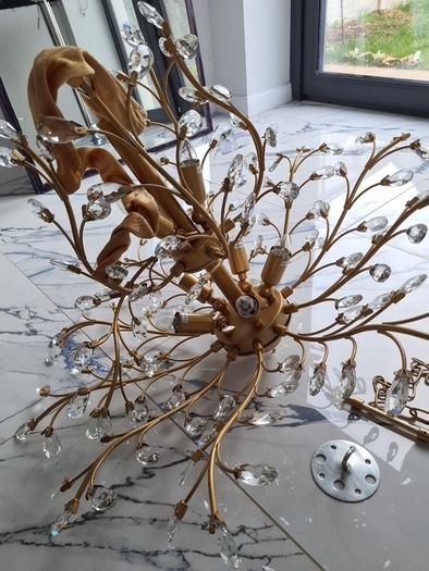 8-light 78cm crystal brass metal pendant light