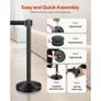 Stanchion Post, 8 Pcs Crowd Control Barrier with 8 Retractable Belts & 2 Sign Holders, Carbon Steel Stanchion Post Queue with Sand Injection Hollow Base for Theater, Party, Wedding, Exhibition Image 3