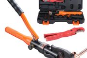 Copper Tube Fittings Hydraulic Pipe Crimping Tool, Pressing Plier with TH16, TH20, TH26, TH32 Quick Change Jaws, 360 Rotatable Press Kit for Confined Spaces Tee Fittings Hydraulically Driven