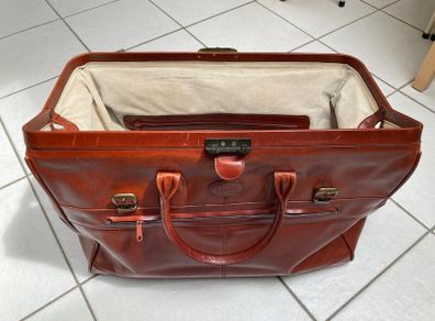 Large Genuine Leather Brown Holdall