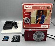 Canon IXUS 145 16MP Digital Camera Red - Boxed - Full Kit