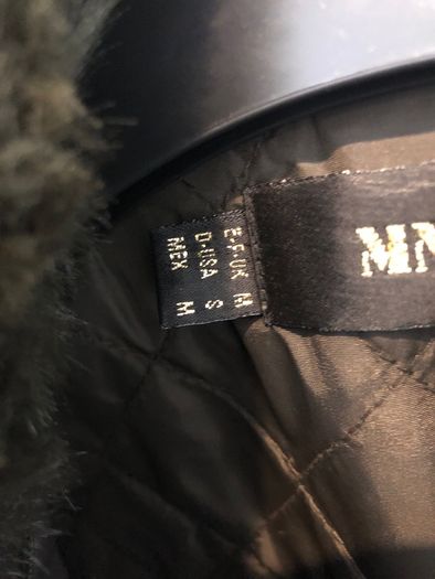 Mango dark green faux fur collar jacket