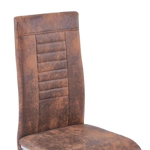 Cantilever Dining Chairs 6 pcs Brown Faux Suede Leather
