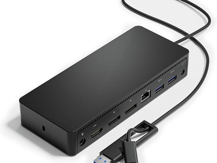 Dell D6000 Usb-C Triple Docking Station, Up To Three 4K Displays Via Usb-C, Uhd 5K, Usb 3.0, Gigabit Ethernet, 130-Watt Ac Adapter, Charges Up To 65W Laptop