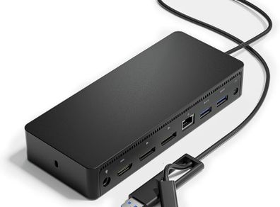 Dell D6000 Usb-C Triple Docking Station, Up To Three 4K Displays Via Usb-C, Uhd 5K, Usb 3.0, Gigabit Ethernet, 130-Watt Ac Adapter, Charges Up To 65W Laptop