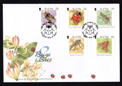 2001 Isle of Man Insects Commemorative Stamps First Day Cover (FDC)