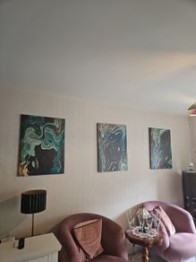 set of three green prints