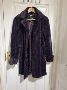 Dennis Basso faux fur purple coat