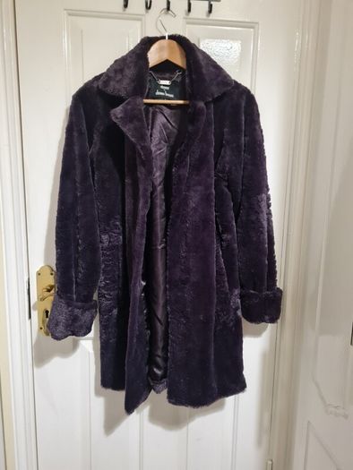 Dennis Basso faux fur purple coat